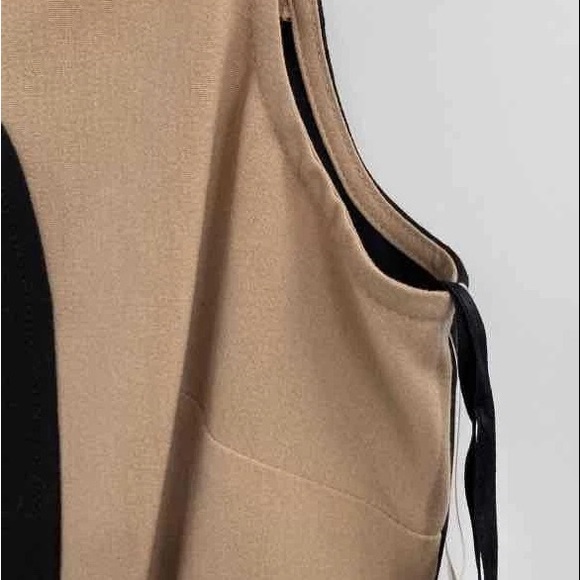 Chic Black and Tan Asymmetrical Sheath Mini Dress - Picture 3 of 3